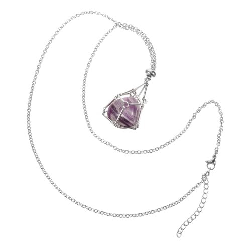 SAFIGLE Halskette mit Metallgeflecht und Hohlanhänger Verstellbare Kette für Damen und Herren Eleganter Schmuck für Amethyst und Edelsteine von SAFIGLE