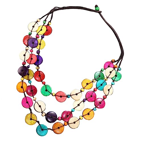 SAFIGLE Handgefertigte Boho Halskette Kokosnussschale Bunte Geschichtete Damenkette für Besondere Anlässe für Hochzeiten Geburtstagsfeiern und Valentinstag von SAFIGLE
