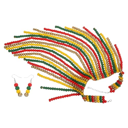 SAFIGLE Handgefertigte Holzperlenkette für Damen Retro Ethnischer Statement Schmuck Farbenfrohes Boho Accessoire Leicht und Vielseitig für Party Alltag und Besondere Anlässe von SAFIGLE