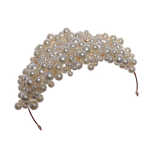 SAFIGLE Handgefertigte Perlen Brautkrone Vintage Tiara Brautschmuck für Hochzeit Haarschmuck Damen mit Filigraner Verarbeitung und Vielseitiger von SAFIGLE