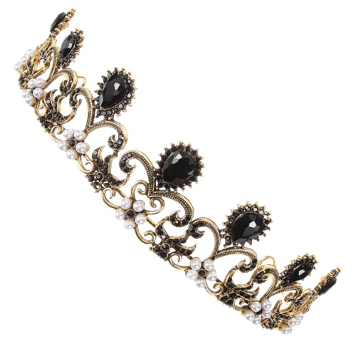 SAFIGLE Handgefertigte Perlen Tiara Haarkrone für Damen Eleganter Schwarzer Legierungs Haarreifen Vielseitiges Accessoire für Geburtstagsfeiern Festivals Hochzeiten und Prinzessinnen von SAFIGLE