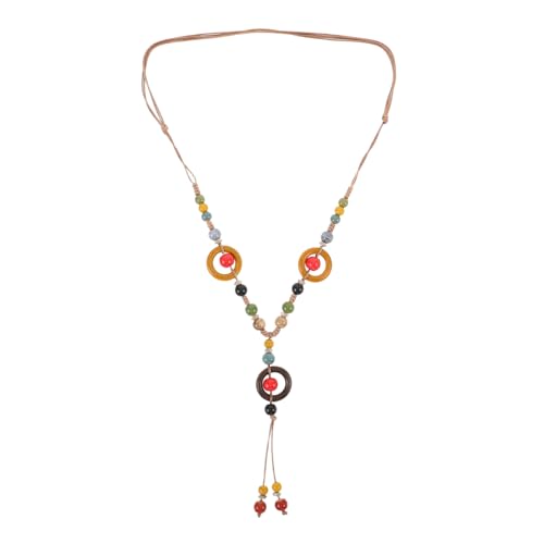 SAFIGLE Handgefertigte Vintage Geflochtene Kette mit Bunten Perlen für Pullover Retro Hippie Schmuck für Damen mit Eleganten Quasten Strapazierfähigen Materialien von SAFIGLE