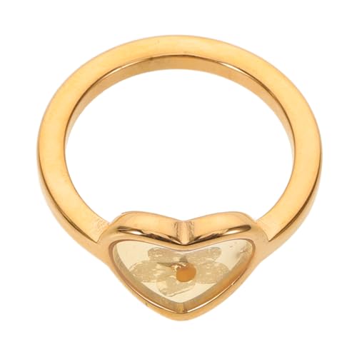 SAFIGLE Handgefertigter Edelstahlring mit Getrockneten Blumen Oval Geformt Goldplattierter Edelstahl Leichter Langlebiger Statement-ring Eleganter Modeschmuck für Damen Vielseitiges von SAFIGLE