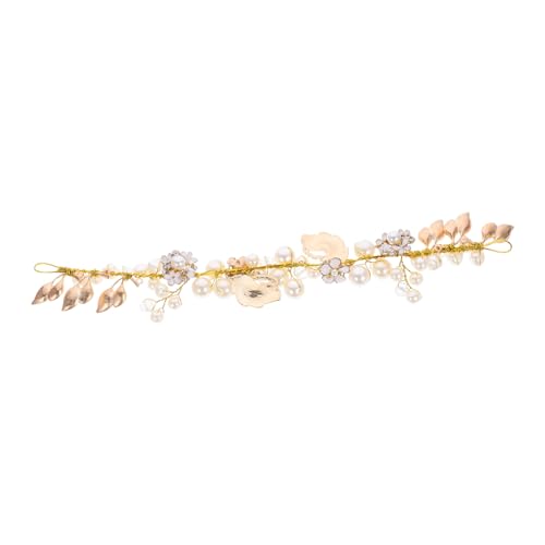 SAFIGLE Handgefertigtes Goldenes Haarband mit Perlen Leichter Kopfschmuck für Damen Eleganter Brautschmuck für Hochzeit und Festliche Anlässe von SAFIGLE