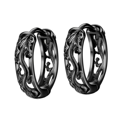 SAFIGLE Herren Ohrringe Drachen Kleine Runde Creolen Hautfreundlichem Material Langlebig Modisch Alltag und Besondere Anlässe Passend zu Verschiedenen Outfits von SAFIGLE