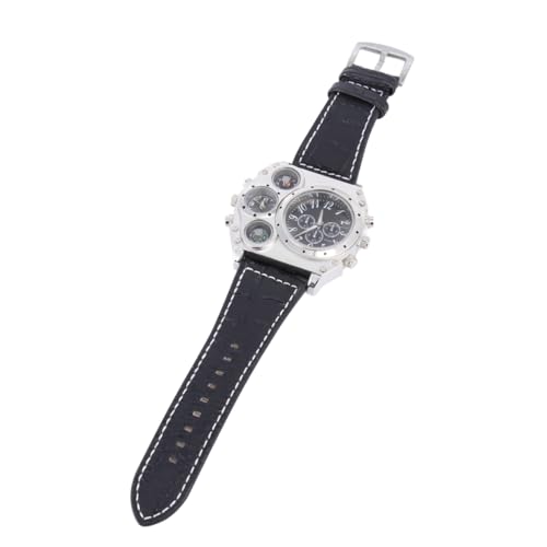 SAFIGLE Wasserdichte Herren-quarzarmbanduhr Mit Dualzeit-anzeige Pu-armband Thermometer Kompass Schwarz von SAFIGLE