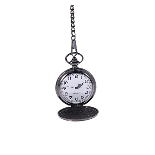 SAFIGLE Herrentaschenuhr Vintage Stil Schwarzes Edelstahlgehäuse Robustes Rundes Arabische Zahlen Mechanische Bewegung Abnehmbare Kette Mit Haken Für Alltag Und von SAFIGLE