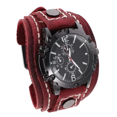 SAFIGLE Herrenuhr Rindsleder Armbanduhr Casual Männer Analog Große Uhr Verstellbar für Herren von SAFIGLE