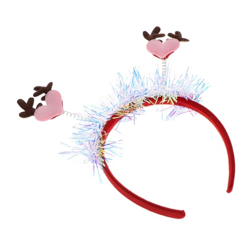 SAFIGLE Geweih Stirnband Mit Herzanhänger Weihnachts-haarband Aus Stoff Und Tiermaterial Glitzer-stirnband Für Festivals Und Valentinstag Rentiergeweih-haarreifen Für Kostümpartys von SAFIGLE