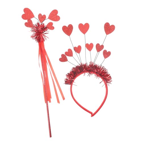 SAFIGLE Herz Haarreif Set mit Zauberstab Teiliges Valentinstag Kopfschmuck Set Glitzernde Herz Accessoires für Partys Geburtstagsfeiern und Besondere Anlässe von SAFIGLE
