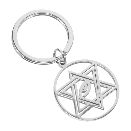 SAFIGLE Hexagramm Schlüsselanhänger Edelstahl Dekorativer Schlüsselanhänger Bag Charm Für Taschen Und Rucksäcke Einzigartiges Design Mit Dem Auge des Dämons Perfekt Als von SAFIGLE