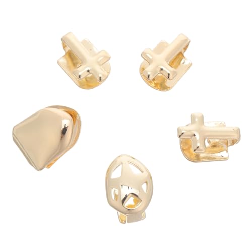 SAFIGLE Hip Hop Teeth Caps Goldene Cross-grills Aus Kupfer Für Halloween Cosplay Party Zubehör Unisex Rapper Zahn Schmuck von SAFIGLE