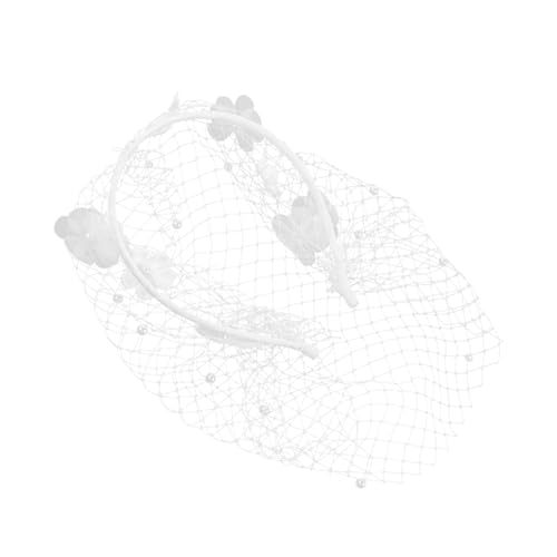 SAFIGLE Hochzeits Bridal Mesh Velours Stirnband mit Kunstperlenverzierung Jahre Fascinator für Teepartys und Cocktail Events Elastisches Design für Angenehmen Tragekomfort von SAFIGLE