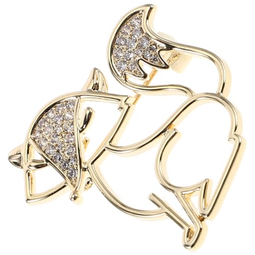 SAFIGLE Hollow Fox Brosche Kupfer mit Strass Verzierter Cartoon Anstecker für Damen Modische Einzigartige Tierbrosche als Schmuckaccessoire für Jacken Schals und Rucksäcke von SAFIGLE