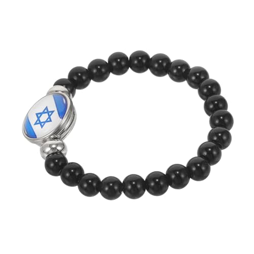SAFIGLE Israel Flaggen Perlenarmband Damen Herren Schmuck Patriotisches Vielseitiges Armband mit Schwarzen Perlen Modischer Unisex Schmuck für Alltag und von SAFIGLE