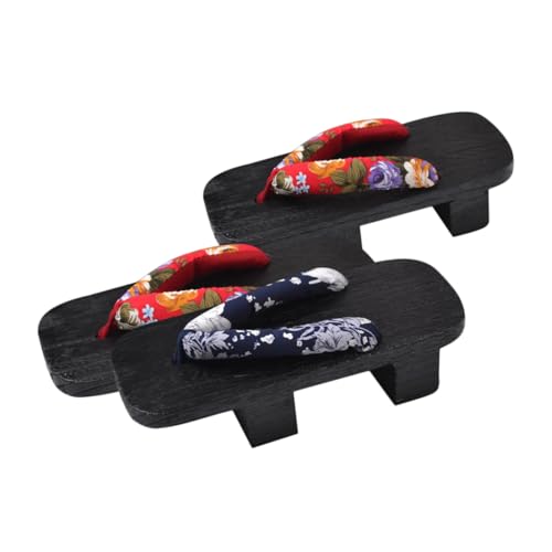 SAFIGLE Japanische Clogs Holzpantoletten Herren Damen Plattform Sandalen Sommerschuhe Komfortable Freizeit Hausschuhe für Outdoor und Party in Blau Weiß Blumenmuster mit Schwarzer von SAFIGLE