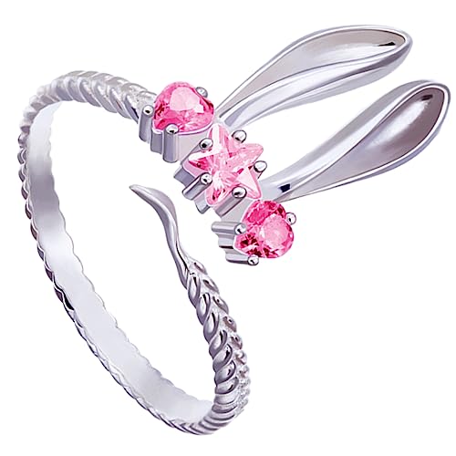 SAFIGLE Hasenohr Fingerring Verstellbar Offener Ring Damenring Modering für Verschiedene Anlässe von SAFIGLE