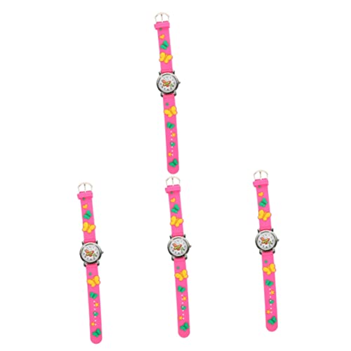 SAFIGLE Kleine Cartoon Armbanduhr 4 Uhr Kinderarmbanduhr Kinderglas Rosig Kinder Armbanduhr Jungen von SAFIGLE