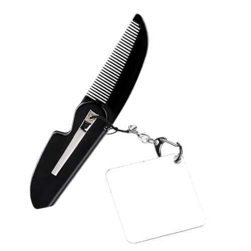 SAFIGLE Klappbarer Bartkamm Faltbarer Taschenkamm Feinzahnkamm Mit Spiegel Kleiner Tragbarer Kamm Reisekamm Für Männer von SAFIGLE
