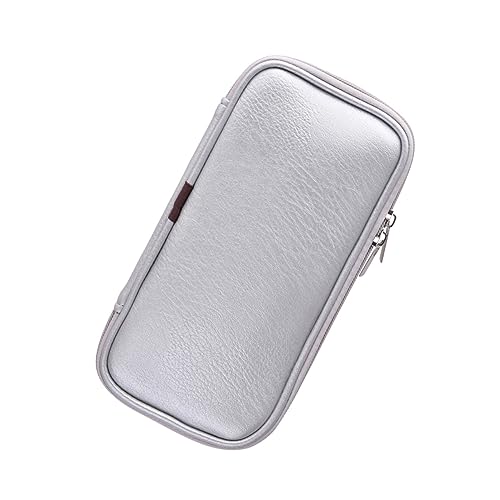 SAFIGLE Kosmetikbürstenbeutel aus PU Leder Tragbarer Make Up Pinsel Organizer für Damen Silberfarbene Kosmetiktasche mit Großem Stauraum für Reisen von SAFIGLE