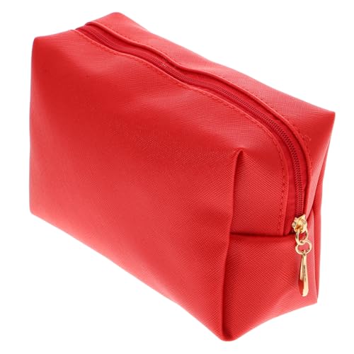 SAFIGLE Kosmetiktasche Damen Rot Tragbare Make-up Tasche Mit Reißverschluss Stichfeste Kulturbeutel Für Reisen Modischer Und Glänzender Toilettentaschen Organizer Für Kosmetik Und von SAFIGLE