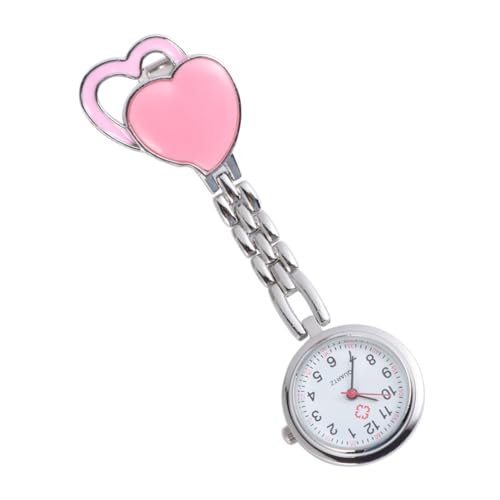 SAFIGLE Krankenschwester Taschenuhr Medical Watch pflegeuhr Ansteckuhren für Krankenschwestern Damen hängende Uhr Taschenuhr in Herzform medizinisch Stift Silikonhülle Anschauen Mann Rosa von SAFIGLE