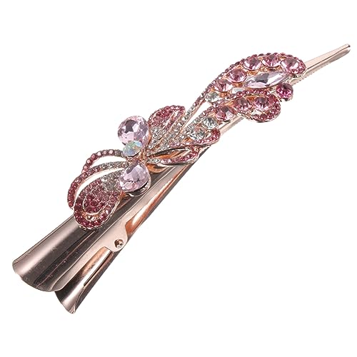 SAFIGLE Kristallenteckhaarclip Haarklammern Friseur Mädchen Haarzubehör Haarstyling-Clips Haarspangen Haarspangen Retro-Haarklemme Haarspangen mit Strass Braut Haare Strasssteine rot von SAFIGLE