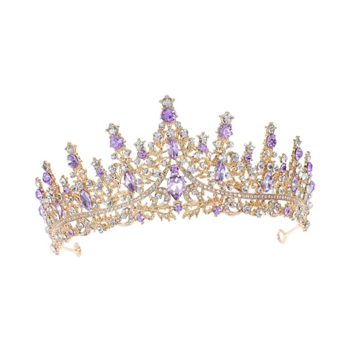 SAFIGLE Kristallkrone Lavendel Mauve Brautkopfbedeckung Für Die Braut Braut Tiara Für Die Hochzeit Stirnband Dekorationen Hochzeit Haarschmuck Für Bräute Diademe Mädchen Tiara von SAFIGLE