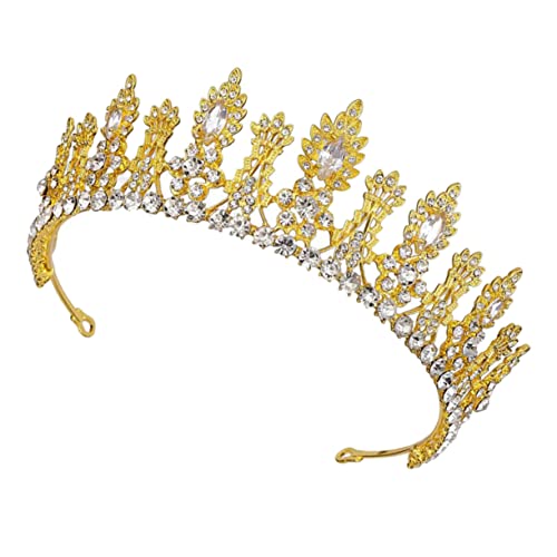 SAFIGLE Kristallkrone für Braut Zarte Tiara Hochzeitsschmuck Goldfarben mit Weißen Zirkoniasteinen Geeignet für Hochzeitsfeier Geburtstag Party Antiallergisch und Langlebig von SAFIGLE
