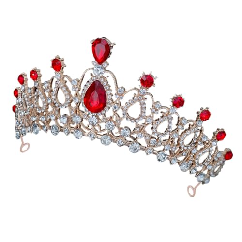 SAFIGLE Kristallkronen-Tiara Mädchenkrone Rosa Kinderkronen Tiara Diademe für Mädchen Kostüm-Diademe für Partys Mädchen Tiara Kleinkind Geburtstagskrone Krone für Strass rot von SAFIGLE