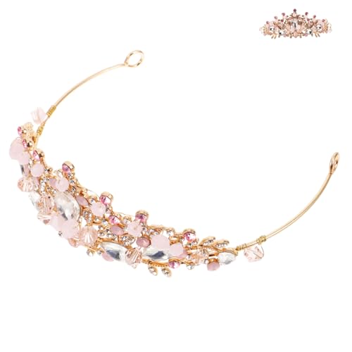 SAFIGLE Krone Haarreif Gold Perlen Mädchen Party Haarschmuck Prinzessin Deko Geburtstag Zubehör von SAFIGLE