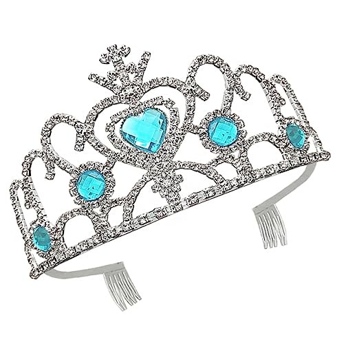 SAFIGLE Krone für Herzform Funkelnde Kristallhaarbänder Accessoire für Mädchen Geeignet für Partys Geburtstage und Auftritte Blau von SAFIGLE