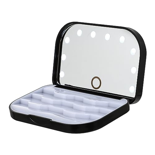 SAFIGLE LED Wimpernaufbewahrungsbox mit Beleuchtetem Spiegel Tragbarer Falsche Wimpern Organizer Kompakte Eyelash Packaging Box für Make Up für Beauty Salon und Unterwegs von SAFIGLE