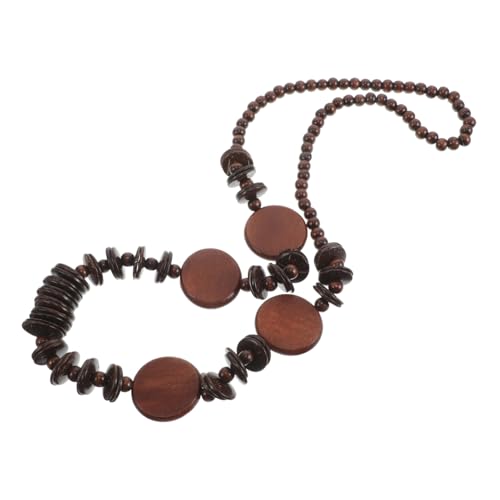 SAFIGLE Lange Chunky Beaded Kette Kokosnuss und Holzperlen für Sommerpartys und Lässige Outfits Handgefertigter Modeschmuck für Frauen von SAFIGLE