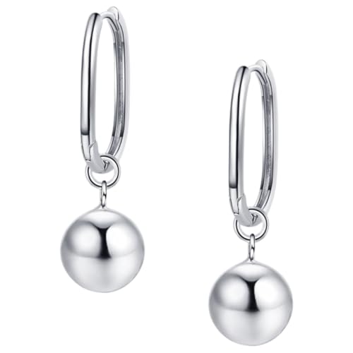 SAFIGLE Lange Hängeohrringe Damen Kugel design Leichte Dekorative Ohrringe Hautfreundlich und Angenehm Modische Ball Drop Earrings für Party und Alltag Vielseitig Kombinierbar in Weißgold von SAFIGLE