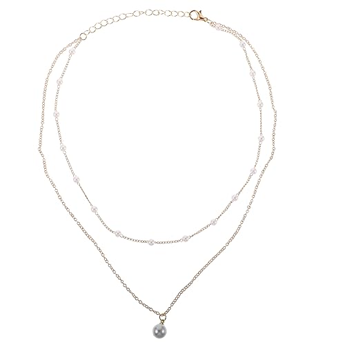 SAFIGLE Layered Pearl Necklace für Damen Minimalistische Goldkette mit Anhänger für Party Strand und Alltag Eleganter Schmuck mit Perlenverzierung von SAFIGLE