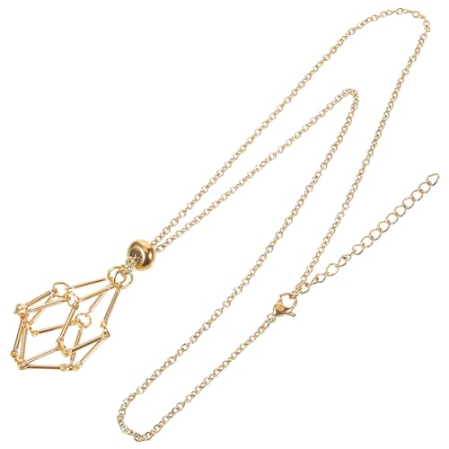 SAFIGLE Verstellbare Halskette Mit Goldenem Netzdesign Kristallhalter Für Diy Schmuck Eleganter Metall-Bambus-Anhänger Für Frauen von SAFIGLE