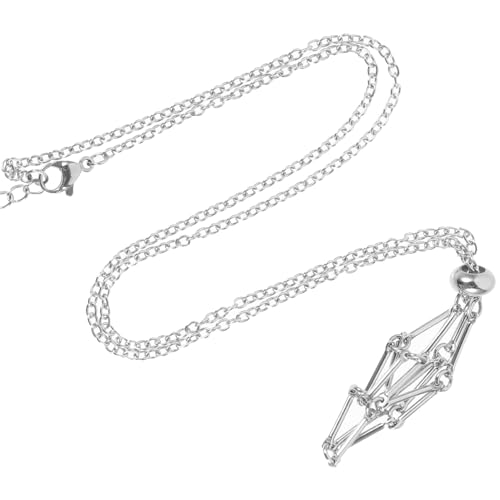 SAFIGLE Leerer Stein-Kristall-Halter Silberne Verstellbare Halskette Kordel-Anhänger Halskette Mit Edelstahlkäfig Für Schmuck-Diy von SAFIGLE