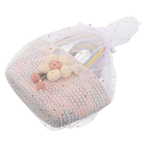 SAFIGLE Leichte Baumwoll-seilhandtasche Geflochtene Umhängetasche mit Buntem Regenbogenmuster Stilvolle Handtasche für Frauen für Urlaub Strand Freizeit und Sommerliche Outfits von SAFIGLE