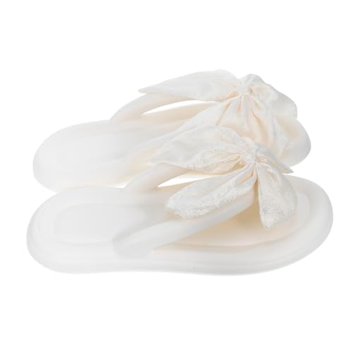 SAFIGLE Leichte Damen Sandalen mit Großer Schleife Plattform Sommerschuhe aus Seide Rutschfest Offener Zeh und für Strand Hochzeit Reise und Alltag von SAFIGLE