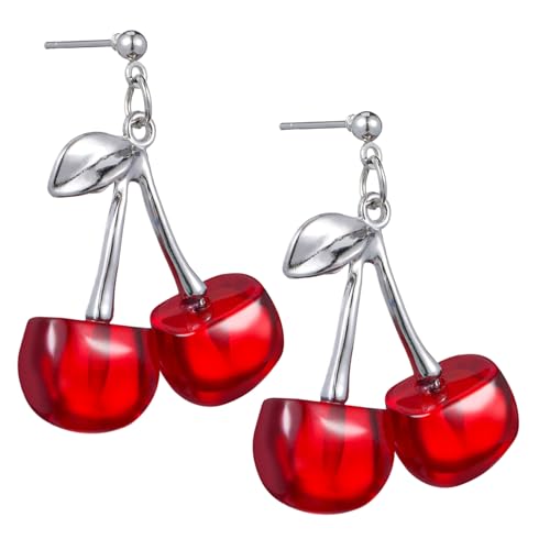 SAFIGLE Leichte Kirschen Ohrringe Damen Schmuck Ohrstecker mit Früchtemotiv Modisch und als für Frauen und Mädchen Auffällige Farben Kreatives Design von SAFIGLE