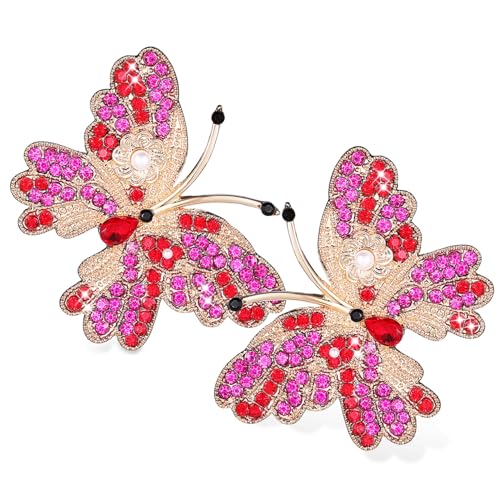 SAFIGLE Leichte Schmetterlingsohrringe mit Bunten Strasssteinen Komfortable Ohrstecker für Damen Modischer Eleganter Ohrschmuck für Weihnachten und Tägliche Nutzung von SAFIGLE
