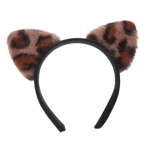 SAFIGLE Leopard Print Katzenohren Haarreif Damen Leichtes Weiches Stirnband Komfortabel Für Party Cosplay Festival Tierisches Accessoire von SAFIGLE