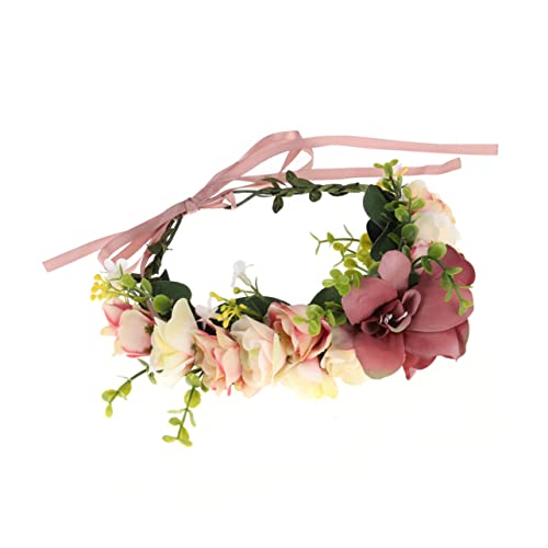 SAFIGLE Frauen Stirnband Romantisches Blumenstirnband Haarschmuck Für Frauen Abschlussball Hochzeit Brauthaarrebe Für Mädchen Haarschmuck Für Damen Kind Lilie Halloween Urlaub Rosa von SAFIGLE