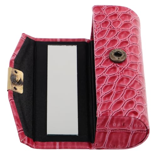 SAFIGLE Pu Lippenstifthalter Mit Spiegel Tragbarer Lippenstift-Organizer Mit Knopfverschluss Für Handtasche Und Reisen Kompakt Und Für Unterwegs von SAFIGLE