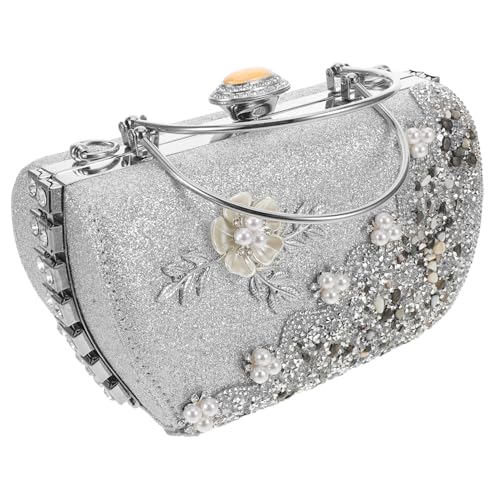 SAFIGLE Luxuriöse Abendtasche mit Funkelnden Kristallen und Perlen Stilvolle Blumen-metallverzierung Kompakte Clutch für Damen Vielseitig Kombinierbar zu Formellen Anlässen Wie Hochzeiten von SAFIGLE