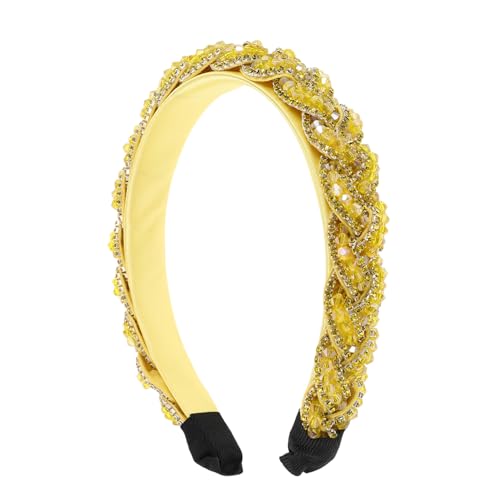 SAFIGLE Luxuriöses Haarband für Damen mit Funkelnden Strasssteinen Breites Barock-design Komfortabel und Langlebig für Hochzeit Party und Festliche Anlässe in Gelb von SAFIGLE