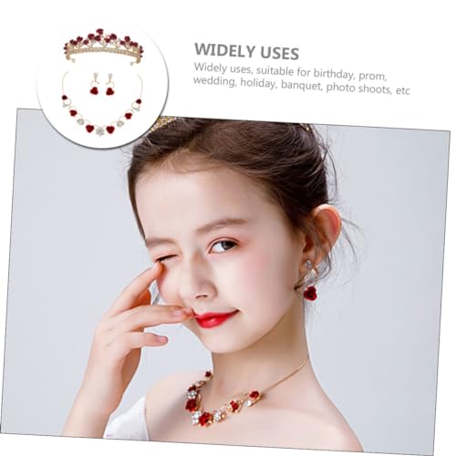 SAFIGLE Mädchen Schmuckset Rosekrone Halskette und Ohrringe Set für Geburtstag Party Zarte Krone Design Langlebig und für Festliche Anlässe Wie Hochzeit und Fotoshootings von SAFIGLE