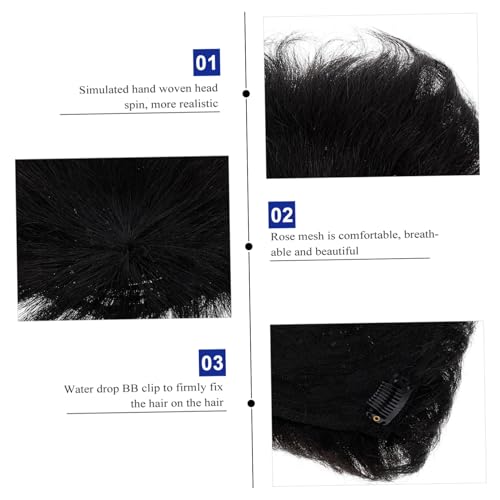 SAFIGLE Männer Haarersatz Echthaar topper Natürlich Schwarz Maschinengewebt Atmungsaktiv Realistische Haarverlängerung für Kahle Stellen für Alltag Party und Cosplay von SAFIGLE