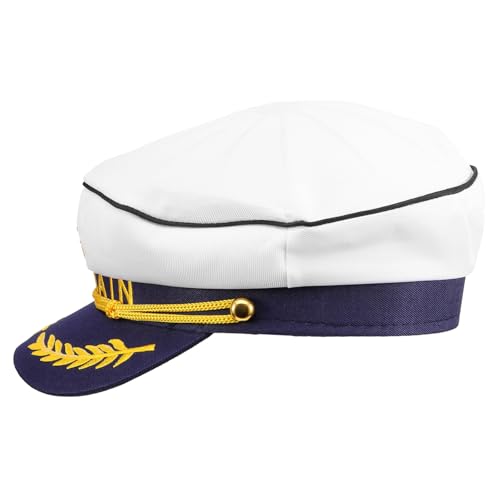 SAFIGLE Matrosenhut Matrosenmütze Nautisch Erwachsene Seeleute Seemannshut Yacht Bestickt Ankleiden Kostüm Marine Für Bootsfahrer Bootfahren Party Union-jack-hut Polyester von SAFIGLE